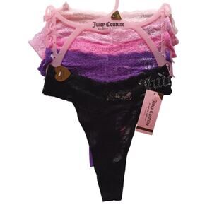 NWT Juicy Couture Floral Lace Thong 5 pack size XL